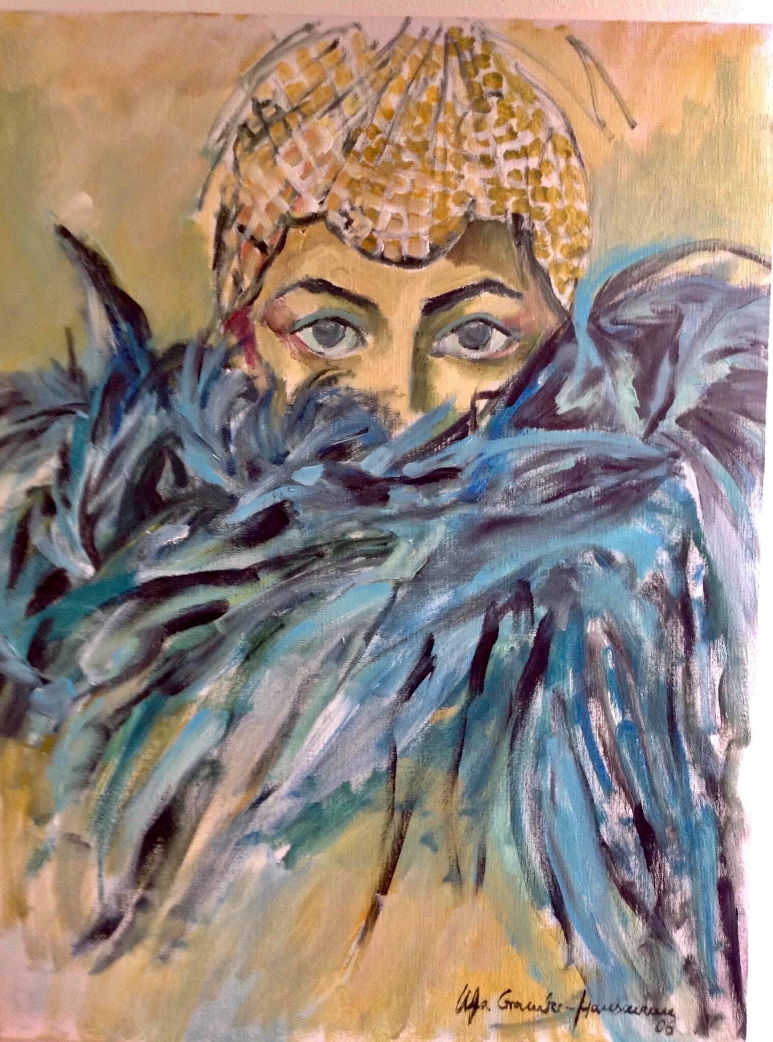 Woman in feathers